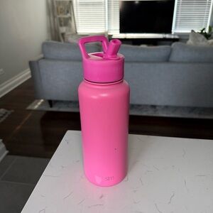 Pink Water Bottle with Straw Lid